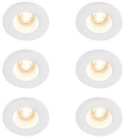 Zestaw 6 reflektorów wpuszczanych białych 13 cm okrągłych - Gypsy Stucco
