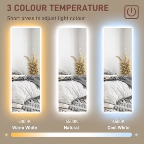 HOMCOM Lustro pełnowymiarowe LED, ściemnialne, bezramowe, z kontrolą dotykową, 40 x 120 cm