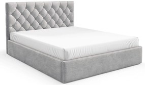 Jasnoszare łóżko tapicerowane z zagłówkiem 3 rozmiary R7-W73