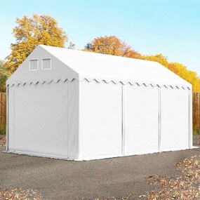 TOOLPORT 4x6m Namiot magazynowy - 2,6 m wysokość ścian bocznych, PVC 800, biały, ze statyką (podłoże betonowe) - (617632)
