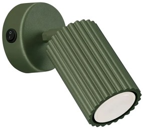 Oliwkowy metalowy kinkiet karbowany z włącznikiem - D291-Melson