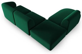 Zielony aksamitny narożnik (lewostronny/w kształcie litery L) Paolo – Milo Casa