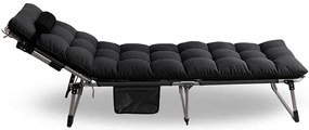 Czarny składany leżak ogrodowy T7-L69
