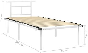 Metalowe łóżko pojedyncze w kolorze białym 90x200 cm - Nikel