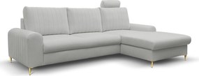 Masseno Narożnik VERONA z funkcją spania i pojemnikiem na pościel Narozniki L, Rozkładana sofa - Jasnoszary, LOFT 18