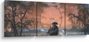 Obraz - Ilustracja przedstawiająca wojownika (z zegarem) (90x30 cm)