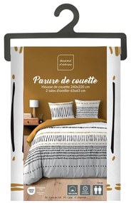 Musztardowo-biała bawełniana pościel dwuosobowa 240x220 cm Chicago – douceur d'intérieur