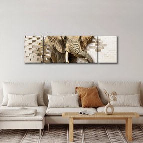 Obraz - słoń taranujący ścianę (170x50 cm)