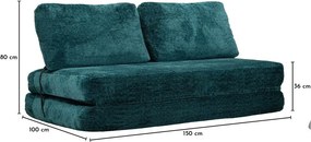 Zielononiebieska rozkładana sofa z materiału bouclé 150 cm Faster – Mauro Ferretti
