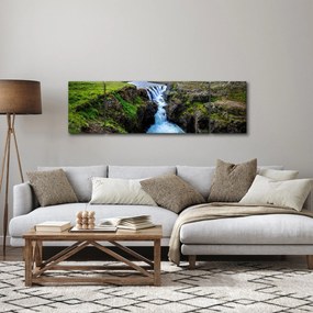 Obraz wodospadu między skałami (170x50 cm)