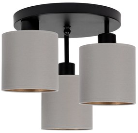 Lampa sufitowa czarna trzypunktowa z szarymi abażurami C-3030SC-GRGRGR