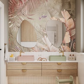 Lustro o nieregularnym kształcie oszlifowane bez podświetlenia DROP | Różny rozmiar | Różne kolory szkła : Kolor tafli szkła - Brązowy, Rozmiar - 100 x 75 cm