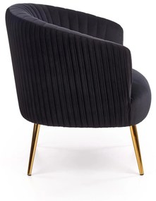 CROWN fotel wypoczynkowy czarny, złoty, glamour, klasyczny, velvet, welur