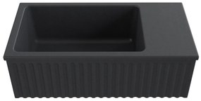 Umywalka betonowa ryflowana nablatowa / wisząca prostokątna 60 x 30 cm WELLE | różne kolory : Kolor - Czarny, Typ montażu - podwieszana