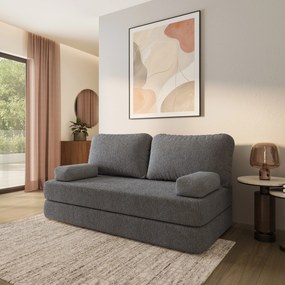 Masseno Sofa piankowa NIKSI z funkcją spania, Kanapa z pianki do salonu, Bezmontażowa, Tkanina bucle – Szary QUELLE 92