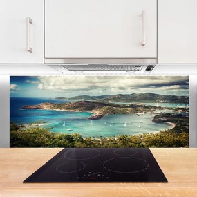 Dekor Szklany do Kuchni Przystań Łodzi W Cichej Zatoce