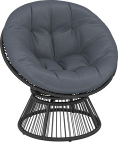 Outsunny Fotel Papasan 360° obrotowy fotel z poduszką stalowa rama fotel z rattanu wypoczynkowy szary | Aosom PL