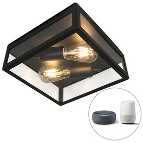 Zewnetrzna Inteligentna lampa sufitowa zewnętrzna w stylu industrialnym czarna w komplecie z 2 żarówkami WiFi ST64 - Rotterdam Nowoczesny Oswietlenie zewnetrzne