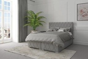 Łóżko kontynentalne AVELA 140x200 jasno szare velvet z pojemnikiem LAVERTO