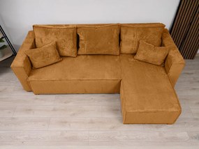 Rozkładana narożna sofa SMART COSARO musztardowa, dwustronna + 2 poduszki GRATIS