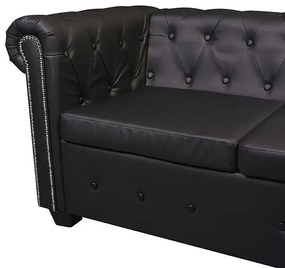 6-osobowy czarny narożnik w stylu Chesterfield - Xavier 6Q