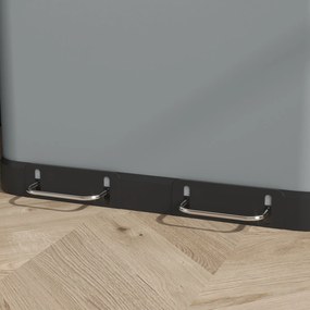 HOMCOM Śmietnik z podwójną komorą, 2 x 30L, odporny na odciski palców, pedał, wyjmowane wewnętrzne kosze, Szary
