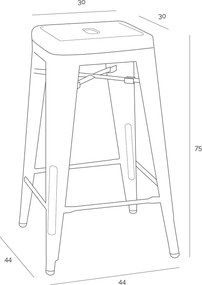 Stołek barowy Paris insp. Tolix 75 cm czarny