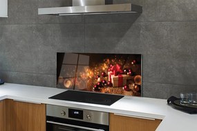 Panel szklany do Kuchni Bożonarodzeniowy Podarek na Drewnie