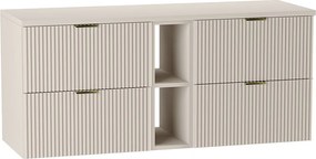 Szafka pod umywalkę WENA, z regałem, ryflowane fronty, Willy, 140x60x47 cm, Kaszmir