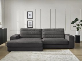Antracytowy aksamitny narożnik (lewostronny/z szezlongiem) Sierra – Bobochic Paris