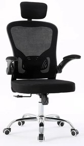 Czarne ergonomiczne krzesło do biurka z zagłówkiem do komputera E9-F55