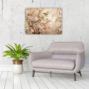 Obraz na szkle - Obraz ptaka w stylu vintage II. (70x50 cm)
