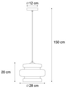 Retro Lampa Wisząca Czarna z Zielonym Szkłem - Denise Retro Oswietlenie wewnetrzne