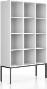 Regał FRAME, z czarną podstawą, 1299 x 450 x 2185 mm, biały