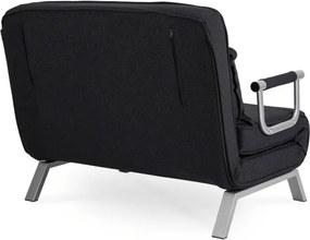 Fotel Rozkładany Dwuosobowy BART 2 Wypoczynkowy Czarny do Spania Leżanka Nowoczesny