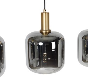 Lampa wisząca czarna ze złotem i dymionym szkłem w komplecie z 4 żarówkami PUCC - ZuzannaDesignerski Oswietlenie wewnetrzne