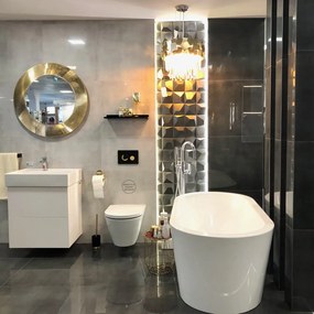 Wanna wolnostojąca owalna 170 x 80 cm akrylowa z przelewem chromowanym solidny rant THERMO | Możliwa opcja Go Color : Wybierz swój kolor - biały