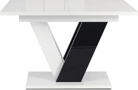 Stół Prostokątny Rozkładany CLARK 120-160 cm Czarny/Biały Połysk Glamour