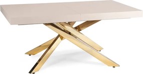 Stół Prostokątny Rozkładany HAMPTON 160-240 cm Kaszmir/Złoty do Jadalni Glamour