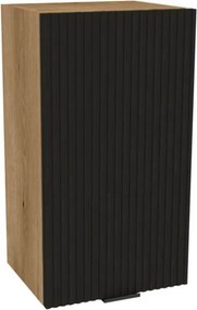 Zestaw Mebli Kuchennych MODERN 170 cm Czarny/Dąb Evoke Ryflowany Loftowy