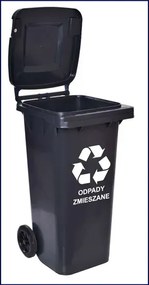 Czarny kosz na śmieci 120L R0-N98