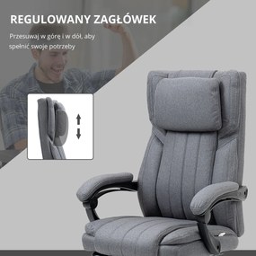 Vinsetto Fotel biurowy z masażem i ogrzewaniem ergonomiczny regulowany szary do 120 kg | Aosom PL