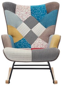 Fotel bujany z wielokolorową melanżową patchworkową tapicerką - ELMINA II