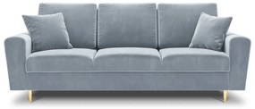 Jasnoniebieska aksamitna rozkładana/ze schowkiem sofa 235 cm Kyoto – Cosmopolitan Design