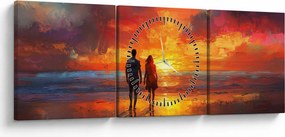 Obraz - Spacer po plaży (z zegarem) (90x30 cm)