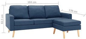 3-osobowa niebieska sofa z podnóżkiem - Muria 4Q