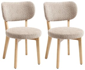 Zestaw 2 krzeseł z tkaniny z bukli i drewna kauczukowca - Taupe - TORIEL