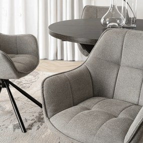 Krzesło Tapicerowane Obrotowe PEONY 2 Szare Nowoczesne Loft