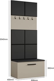 Masseno Garderoba MODULO 80,6/204/40 cm do Przedpokoju Nowoczesna Kaszmir