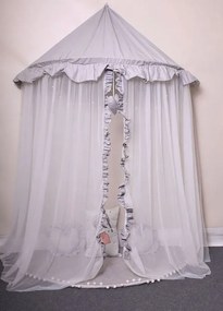 Biało - szary baldachim dla dziecka N7-W58